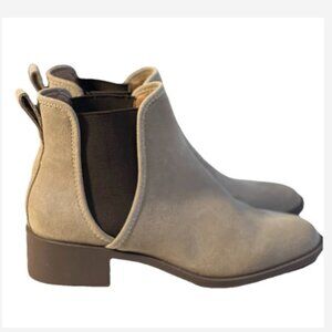 Steve Madden Leather Booties Womens Size 6½ M Tan Block Heel 1½" Slip On Stretch